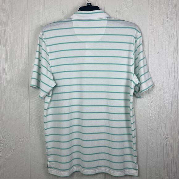 Straight Down Polo men’s Large white w/ blue stripe polyester spandex blend Golf - Picture 5 of 7